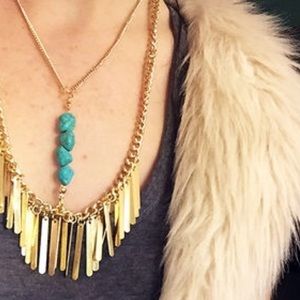 NWT GOLD BEAD BIB NECKLACE